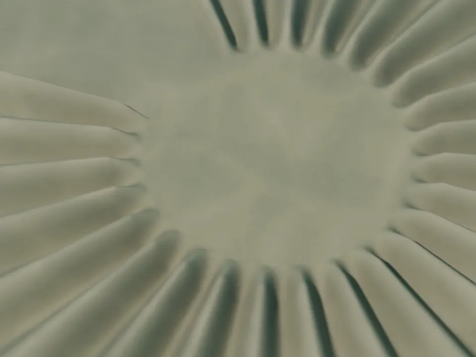 3D 示意:沒人維修的圓,放射狀的溝漸漸被沙填平